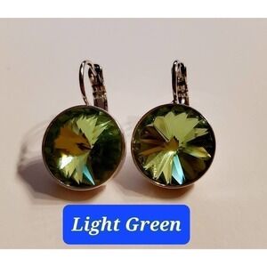 NWT! Swarovski‎ Element Earrings light green Party Leverback Work Dangle Glam